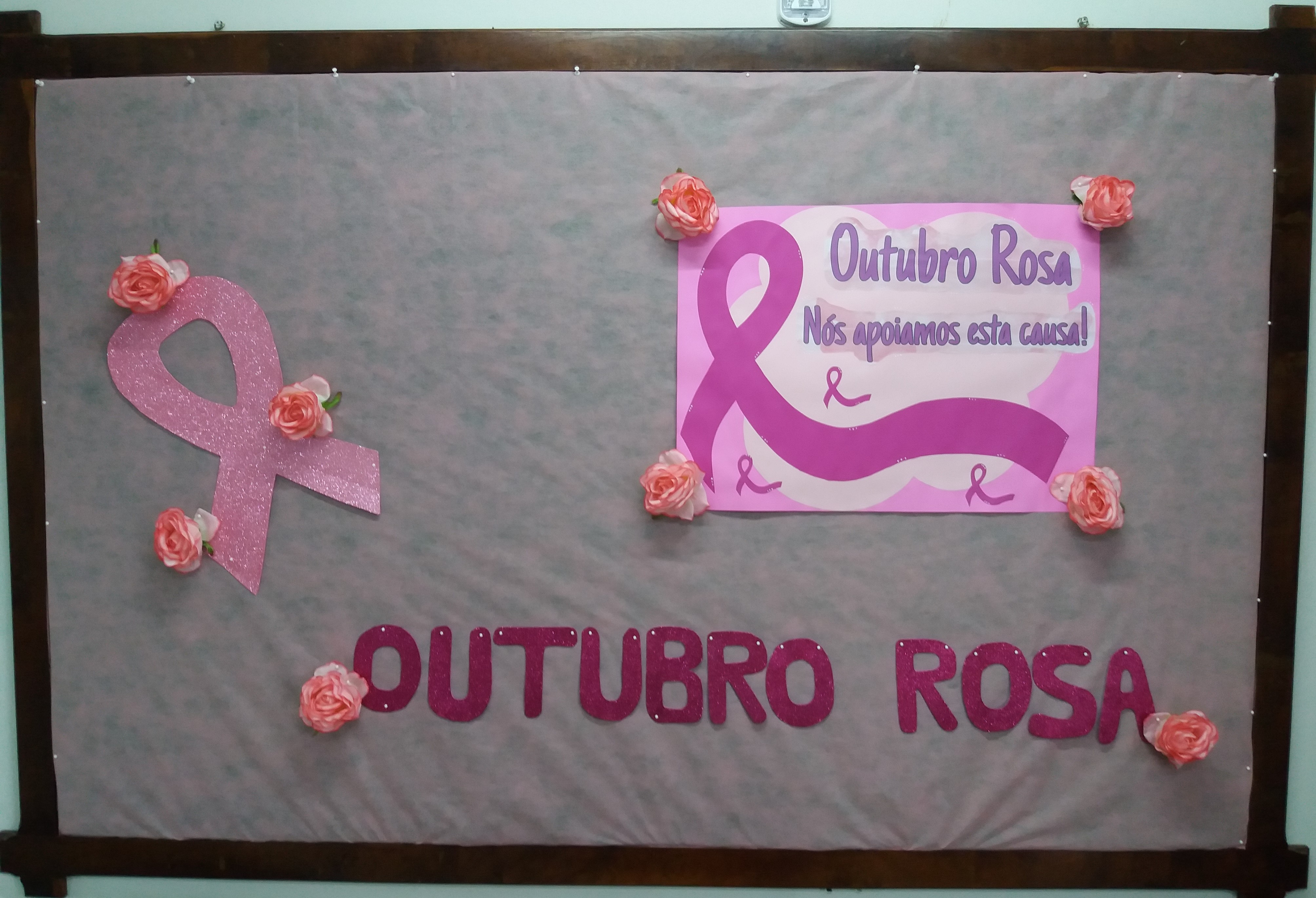 Painel na recepção da Câmara de Vereadores sobre Outubro Rosa